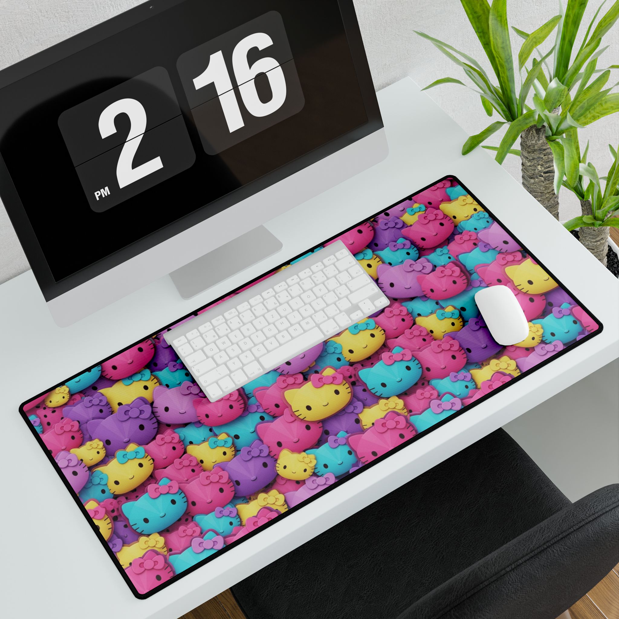 PICAPPO Pink Kawaii Cat Desk Mat Pad Large Desk Mat for Office and Study, Everyday Workspace Essential - Image 3