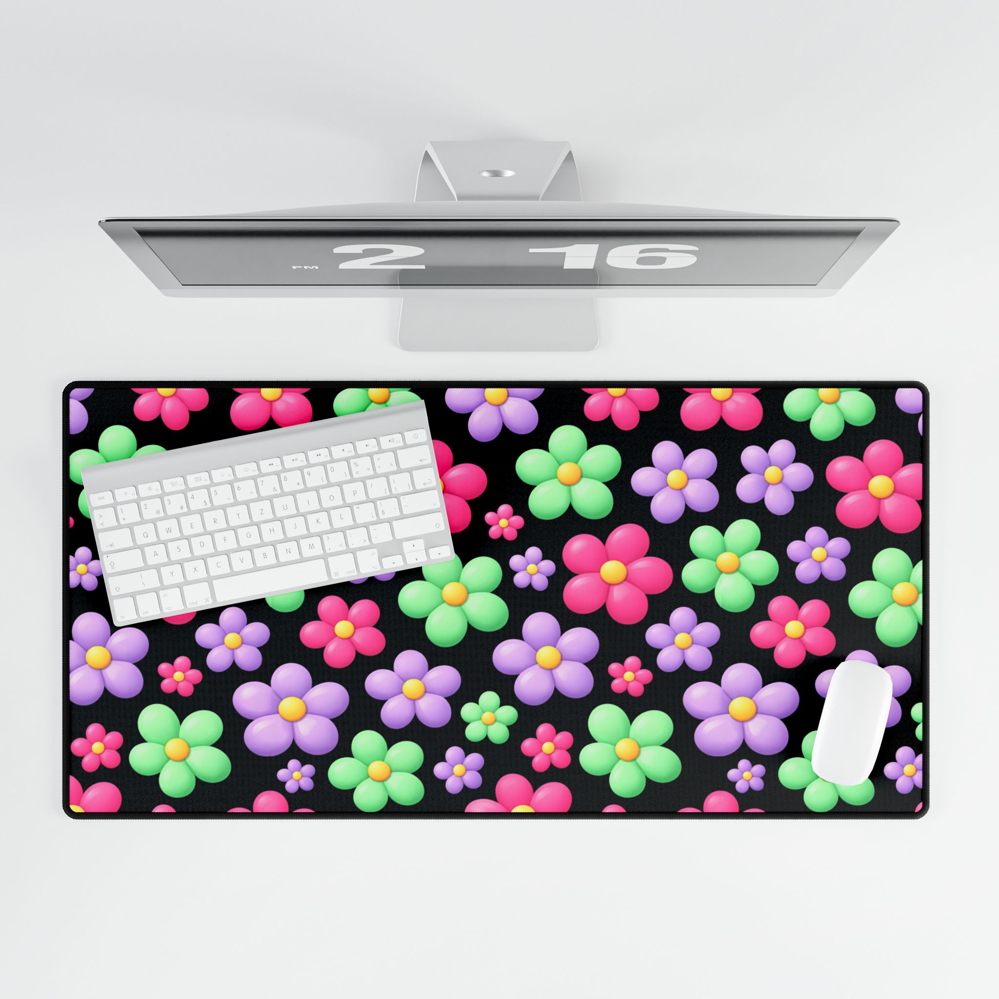 PICAPPO Desk Mat Pad Large Keyboard Desk Pad Flower Bubble Pattern for Work and Gaming, Balanced Control Surface - Image 4