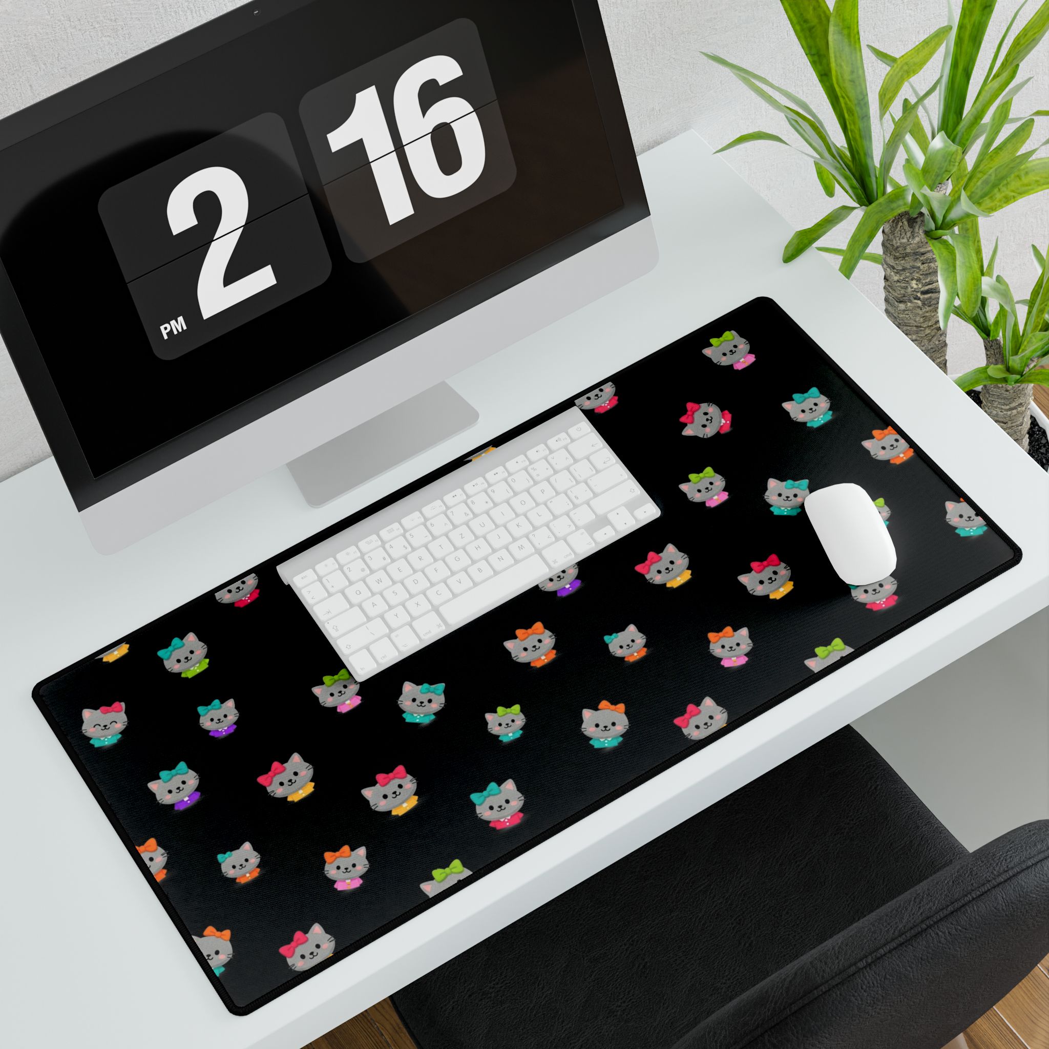 PICAPPO Pink Kawaii Kitty Desk Mat Pad Large Keyboard Desk Pad for Work and Gaming - Image 3