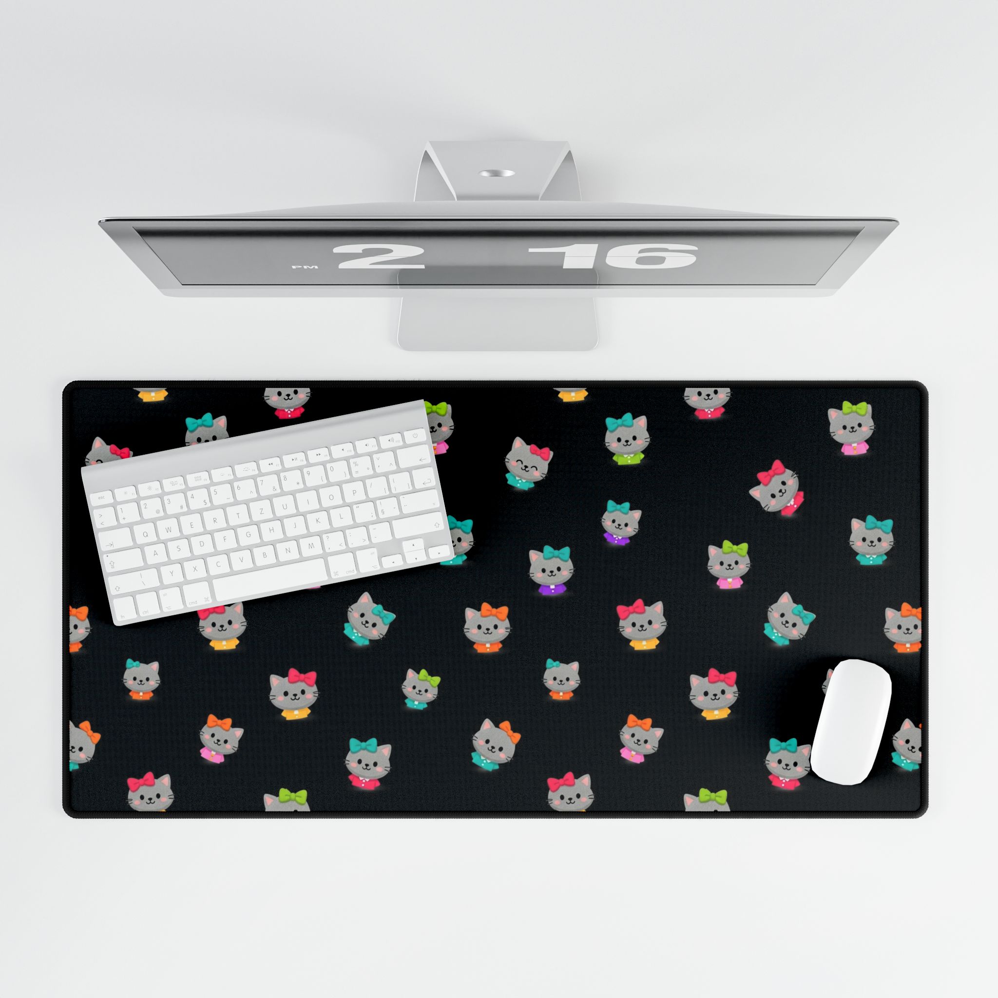 PICAPPO Pink Kawaii Kitty Desk Mat Pad Large Keyboard Desk Pad for Work and Gaming - Image 4