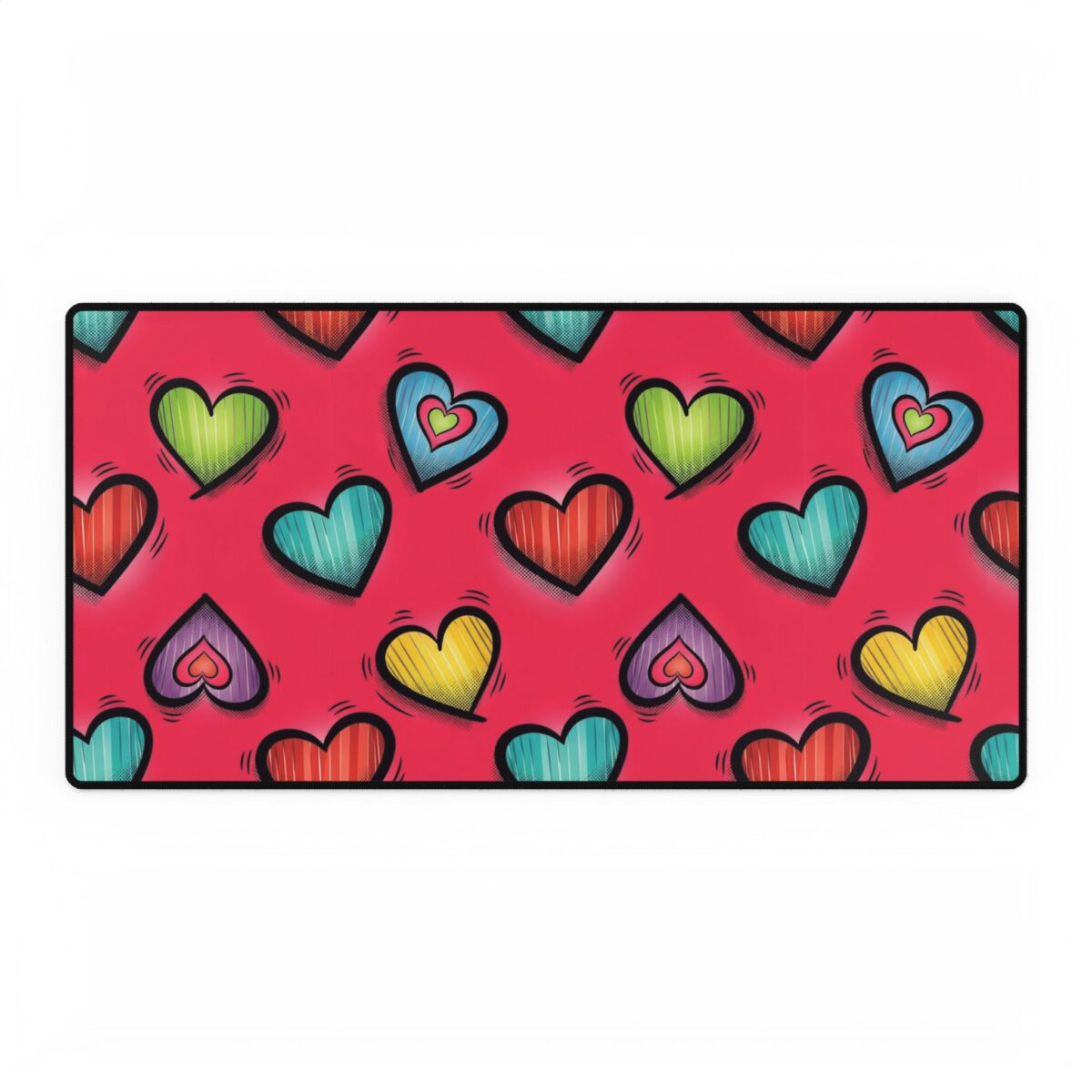 PICAPPO Pink Hearts Love Desk Mat Pad Large Keyboard Desk Mat for Office and Gaming